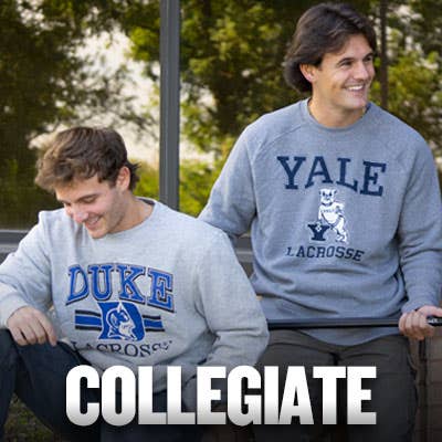 Duke and Yale crew necks on model