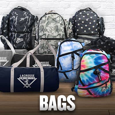 Various Lacrosse Bags including overtime bags and duffle bags