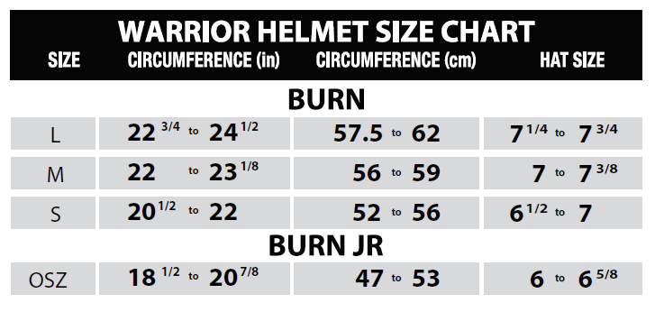 Size Guide for Lacrosse equipment