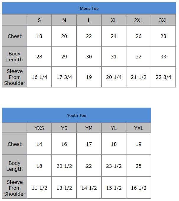 Mens Tee Size Chart